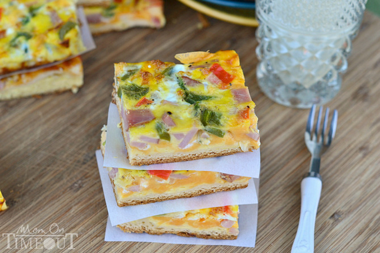 Veggie, Ham & Cheese Breakfast Bars (Free Recipe below)