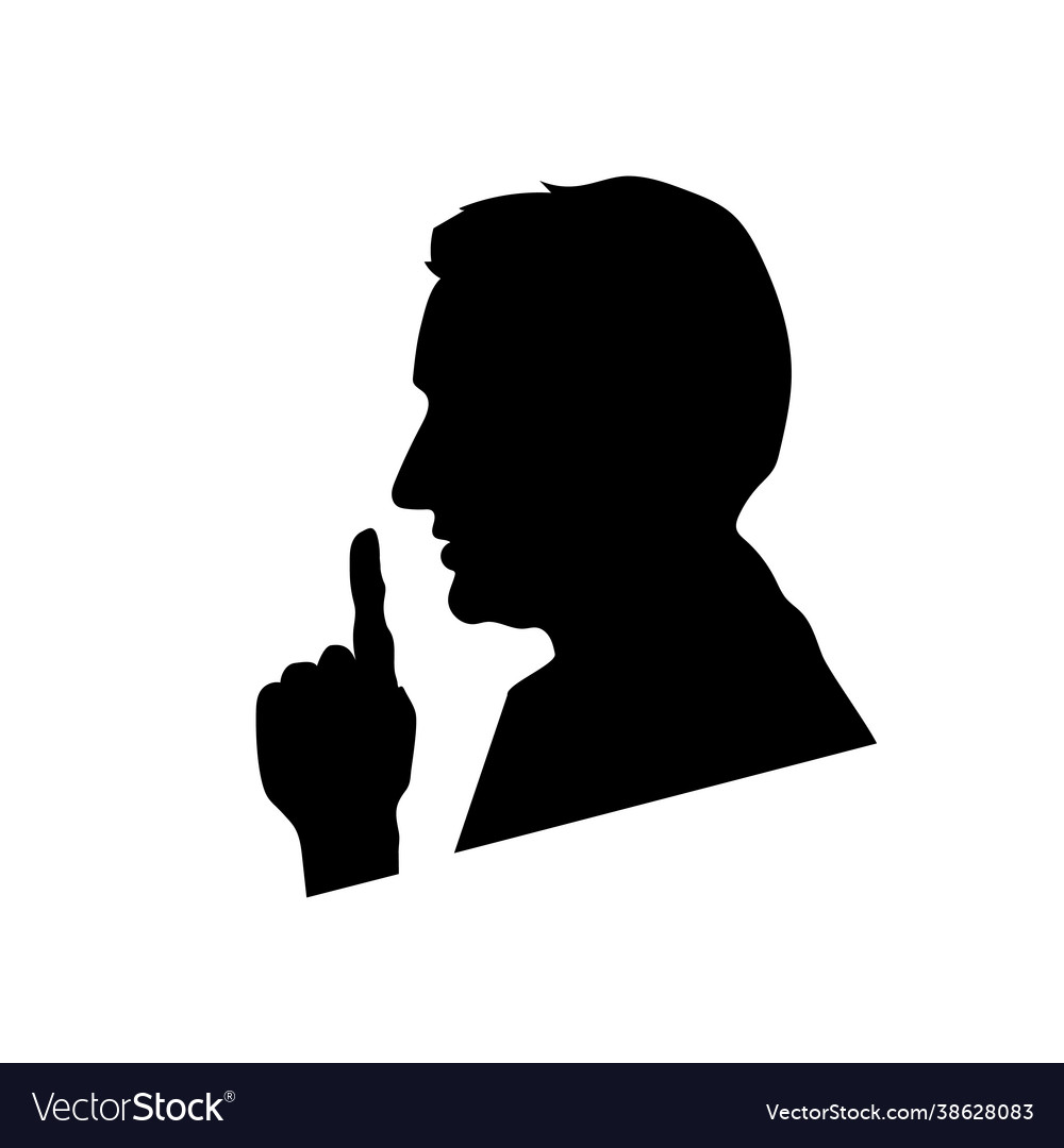 Black mans face profile shhh icon on white Vector Image