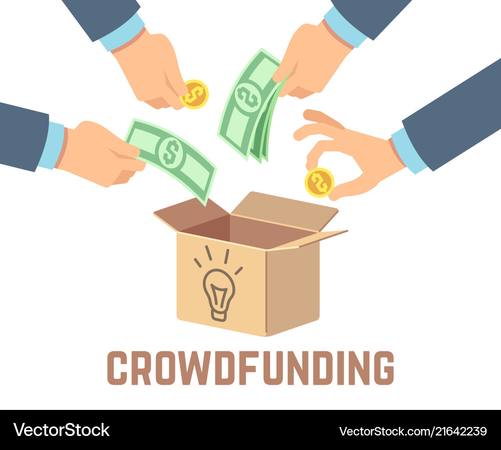 Crowdfunding public contribution money donor Vector Image