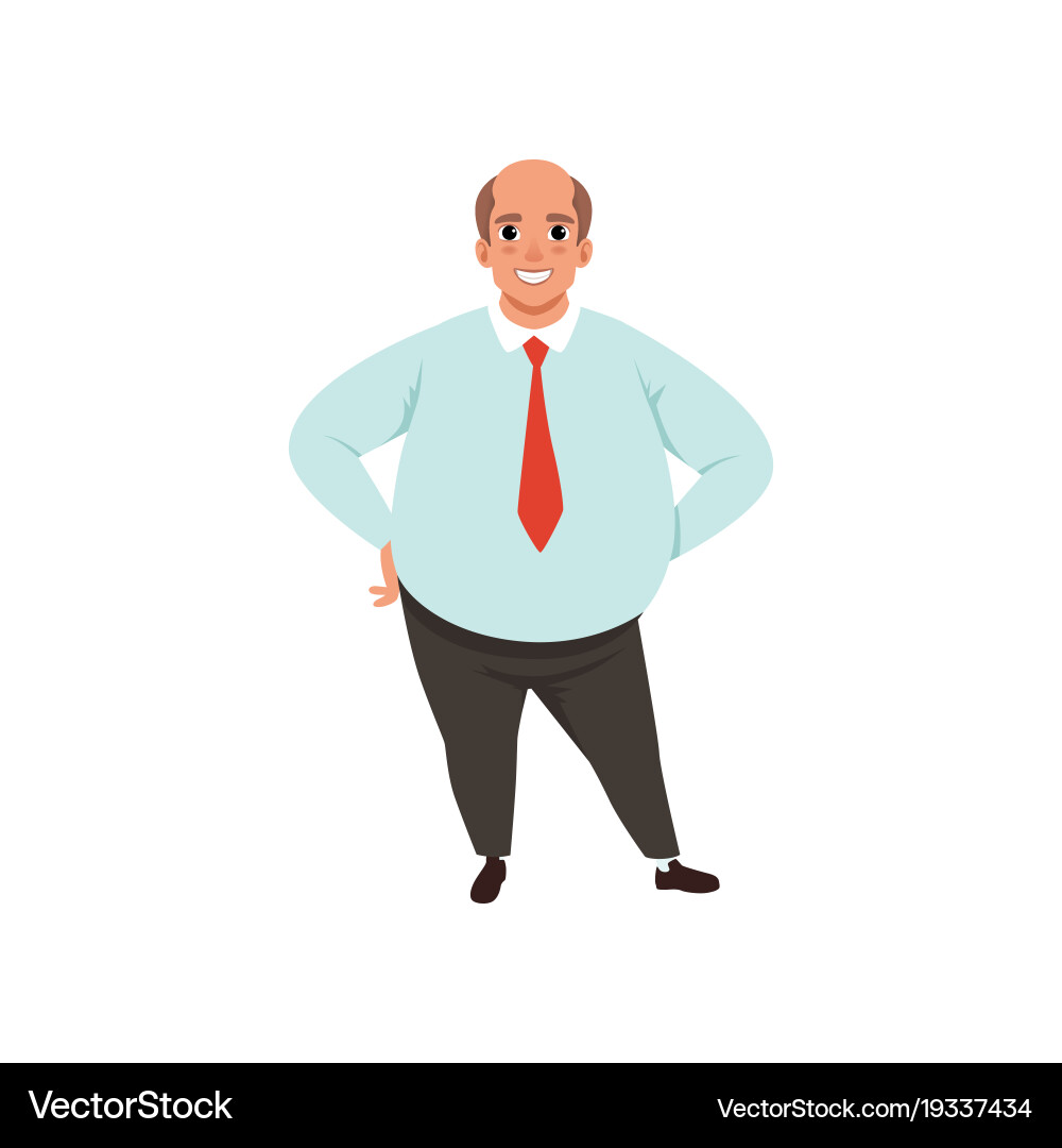 Fat adult man with bald head cartoon male Vector Image