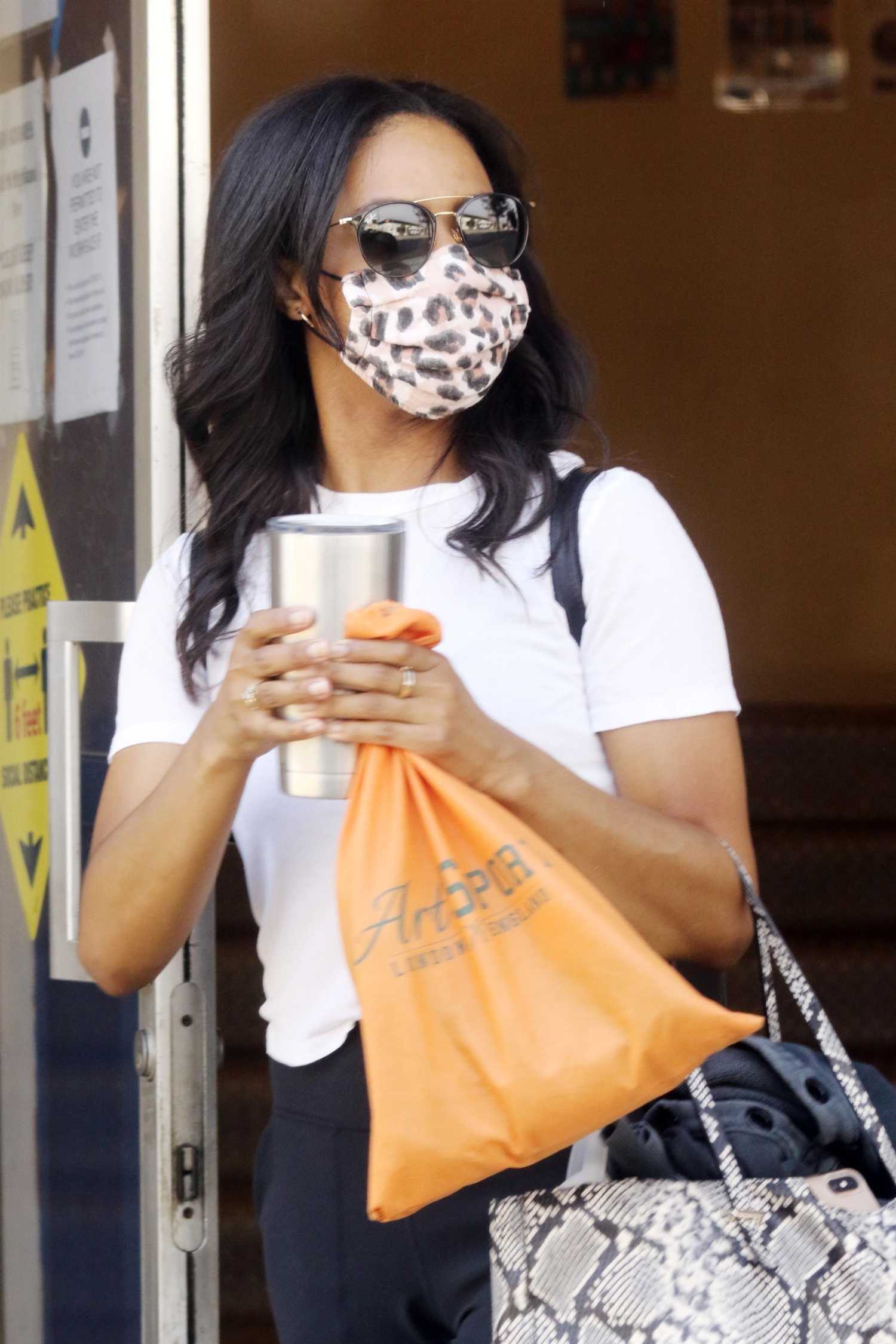 Britt Stewart in a White Tee Leaves the Dance Studio in Los Angeles Celeb Donut