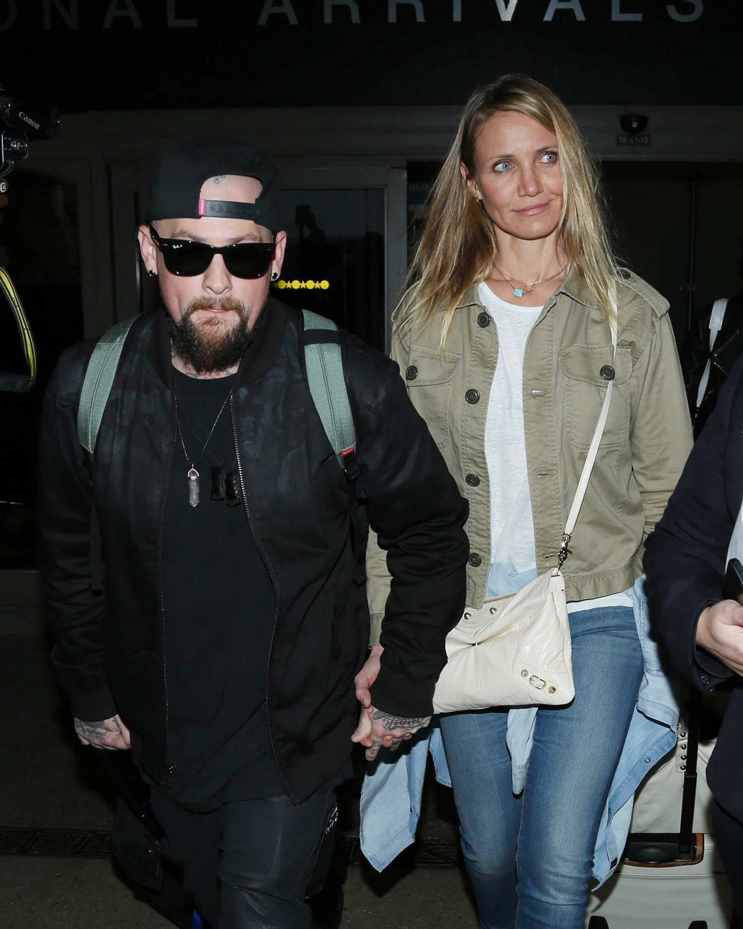 Cameron Diaz and Husband Benji Madden Arrive at LAX Airport Celeb Donut