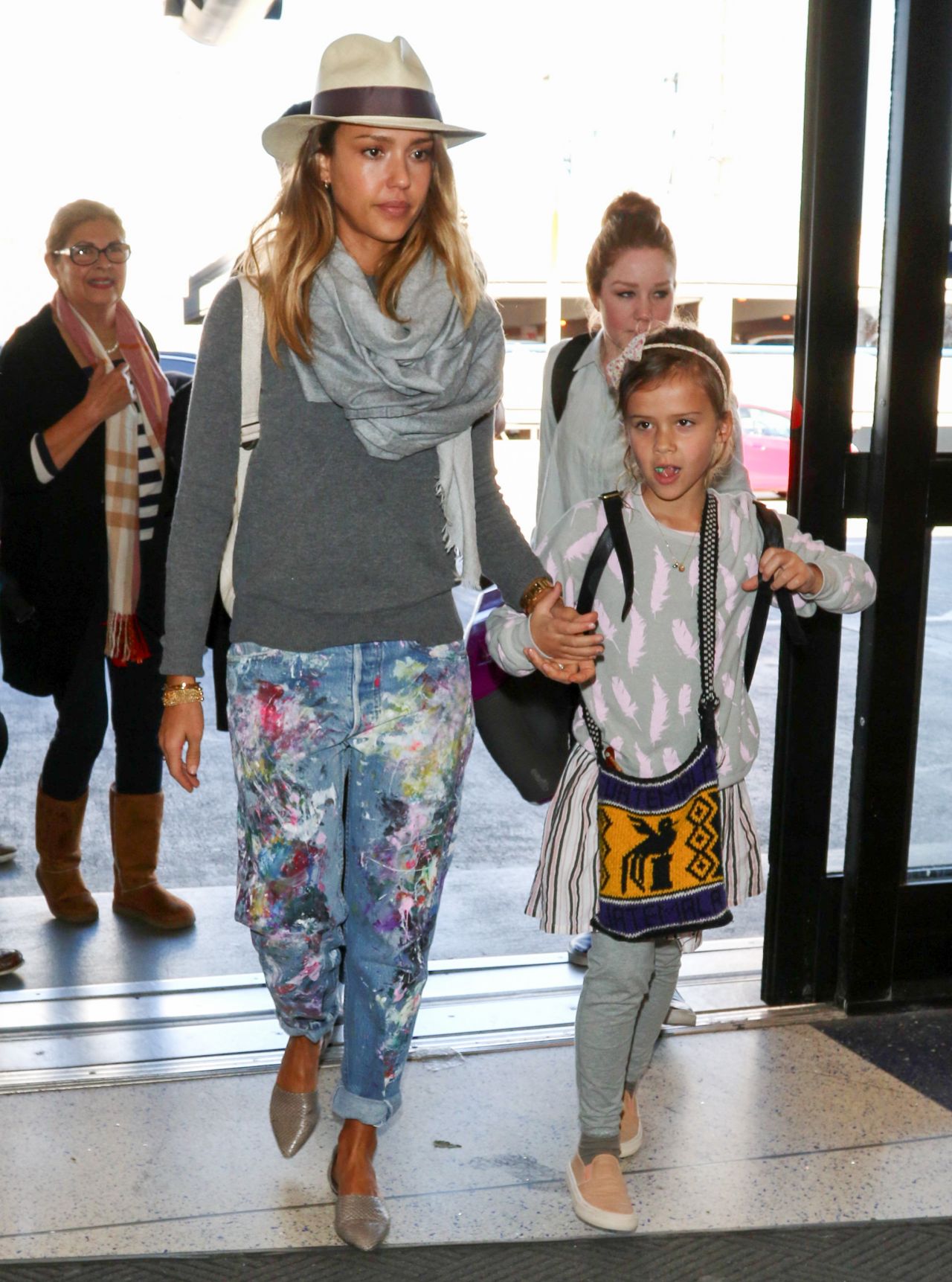 Jessica Alba With Her Family at LAX Airport, December 2014 • CelebMafia