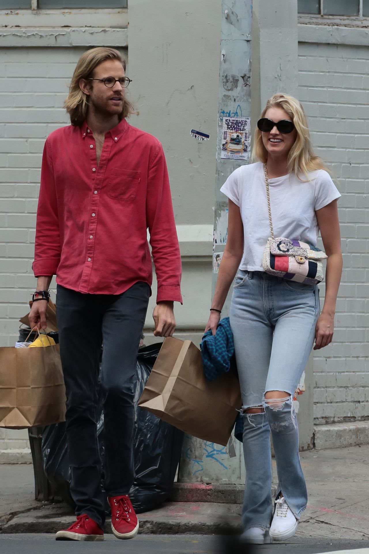 Elsa Hosk With a Boyfriend Tom Daly Shopping in Soho New York, April 2016