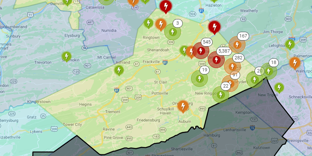 Storm Knocks Out Power to More than 8K in Schuylkill County Tamaqua Area Hardest Hit Coal