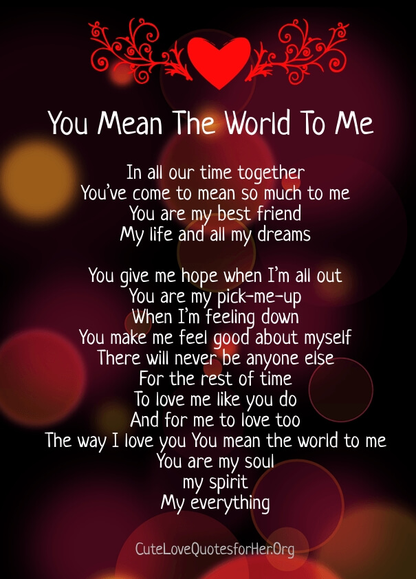 You Mean the World to Me Poems for Her & Him