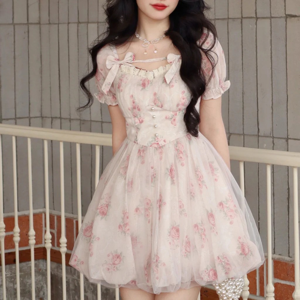 Floral Coquette Dress Coquette fashion Dollette Aesthetic Princesscore