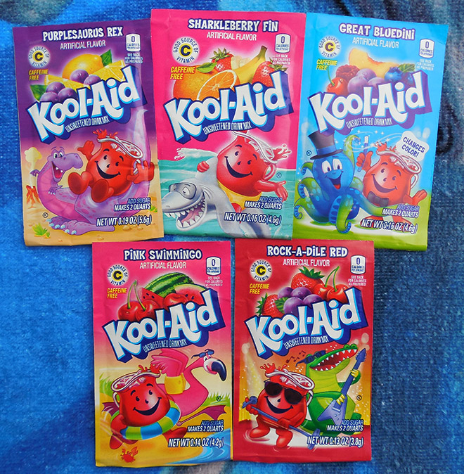 The return of sooo many KoolAid flavors! Dinosaur Dracula!