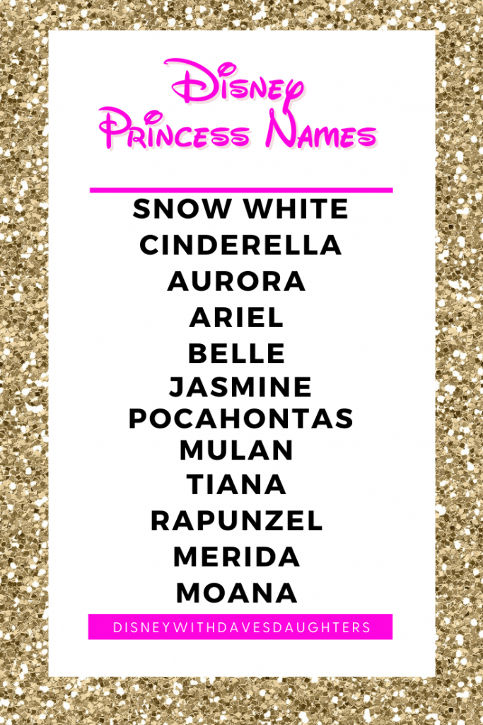 List of Disney Princess Names Disney With Dave's Daughters