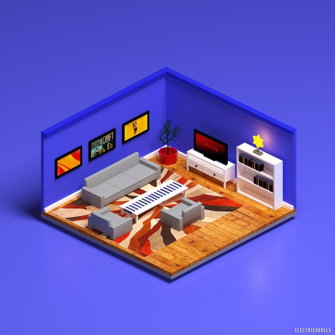 Low poly living room (3ds max) Dwg Drawing Download