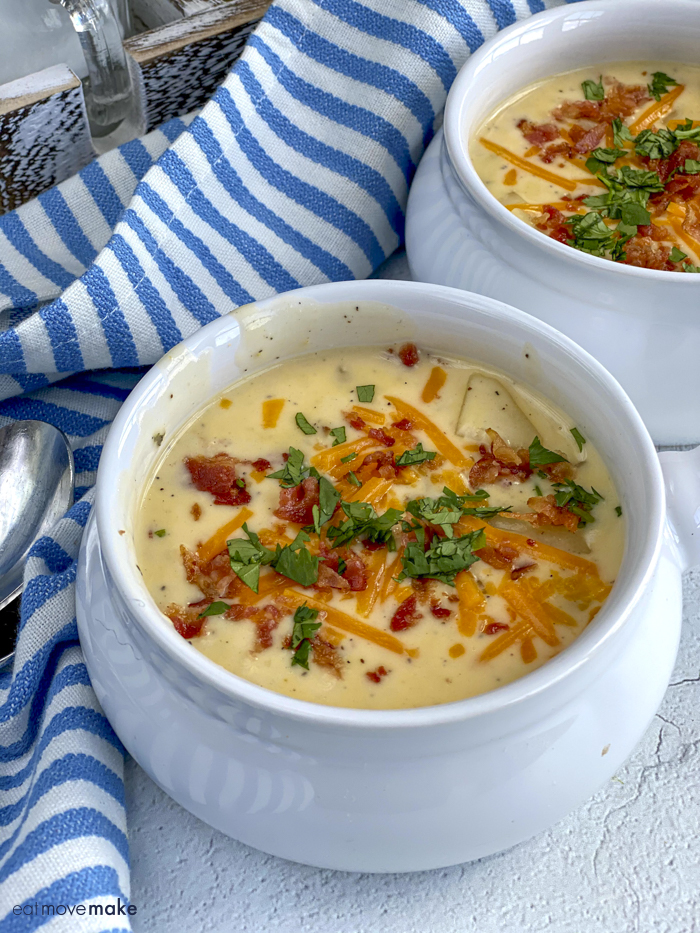 Cheesy Potato Soup With Bacon Slow Cooker Recipe Eat Move Make