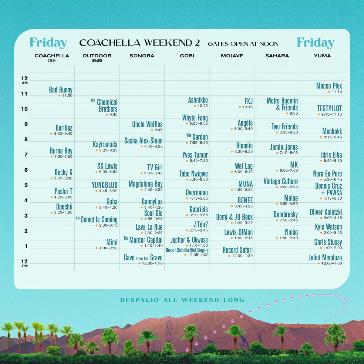 Here Are the Coachella Weekend 2 Set Times The Latest