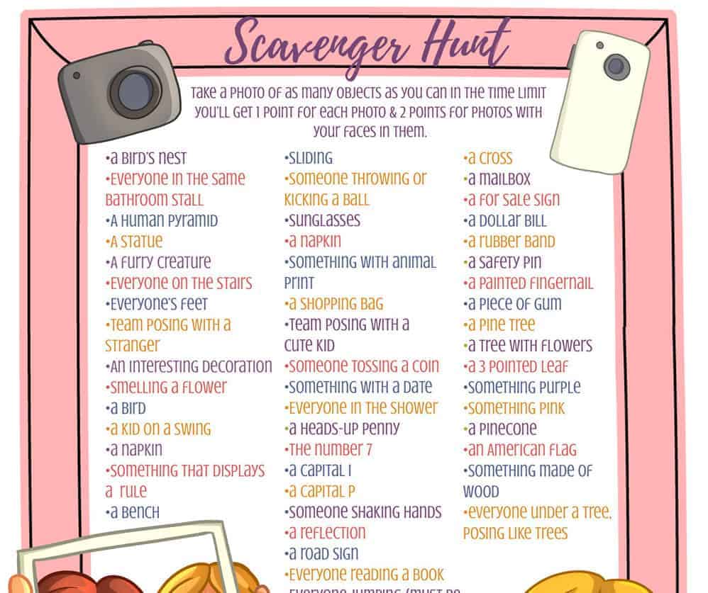 Printable Photo Scavenger Hunt for Tweens, Teens, & Adults