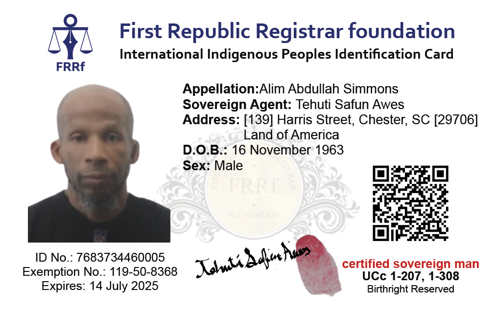 FRRf ID Card Alim Simmons web First Republic Registrar foundation