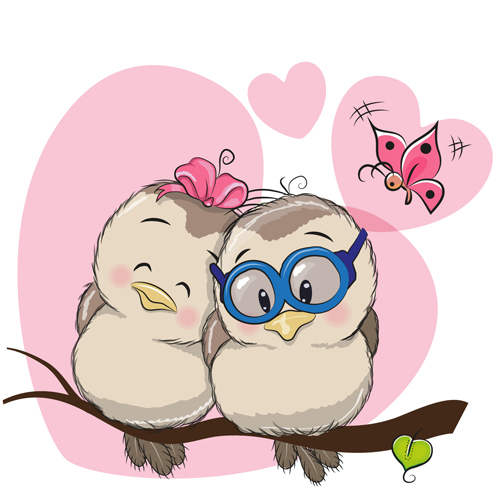 Cartoon character with love vector material 08 free download