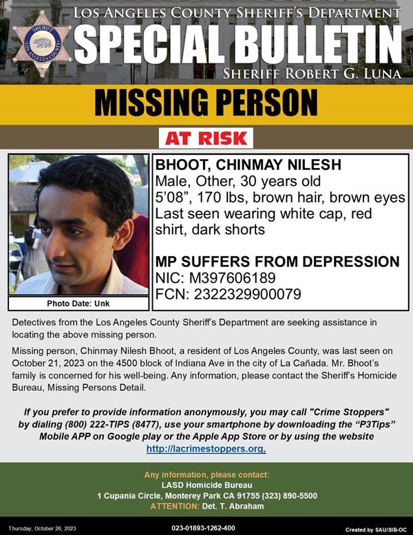 Los Angeles County Sheriff Asks for Public's Help Locating AtRisk