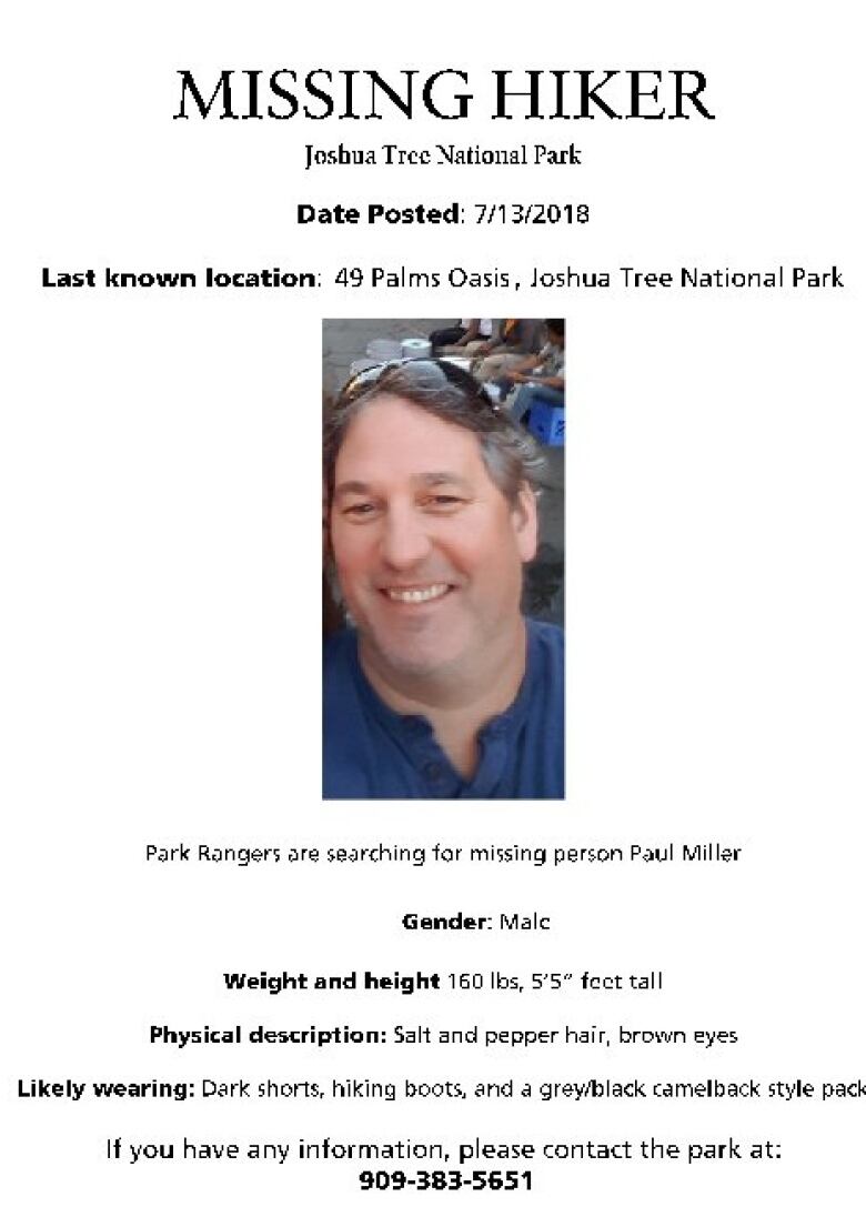 Search scaled back for Guelph, Ont., man missing in California park