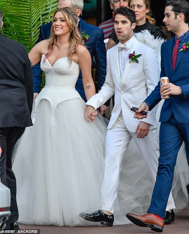 Darren Criss and Mia Swier beam after getting married in New Orleans in