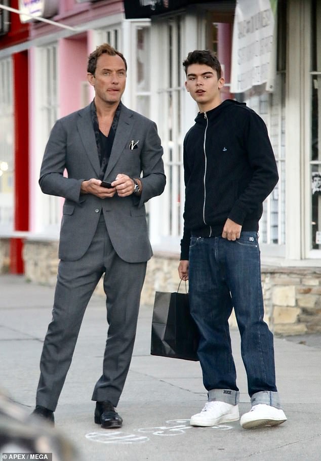 Jude Law enjoys some quality time with son Rudy, 16, during rare outing