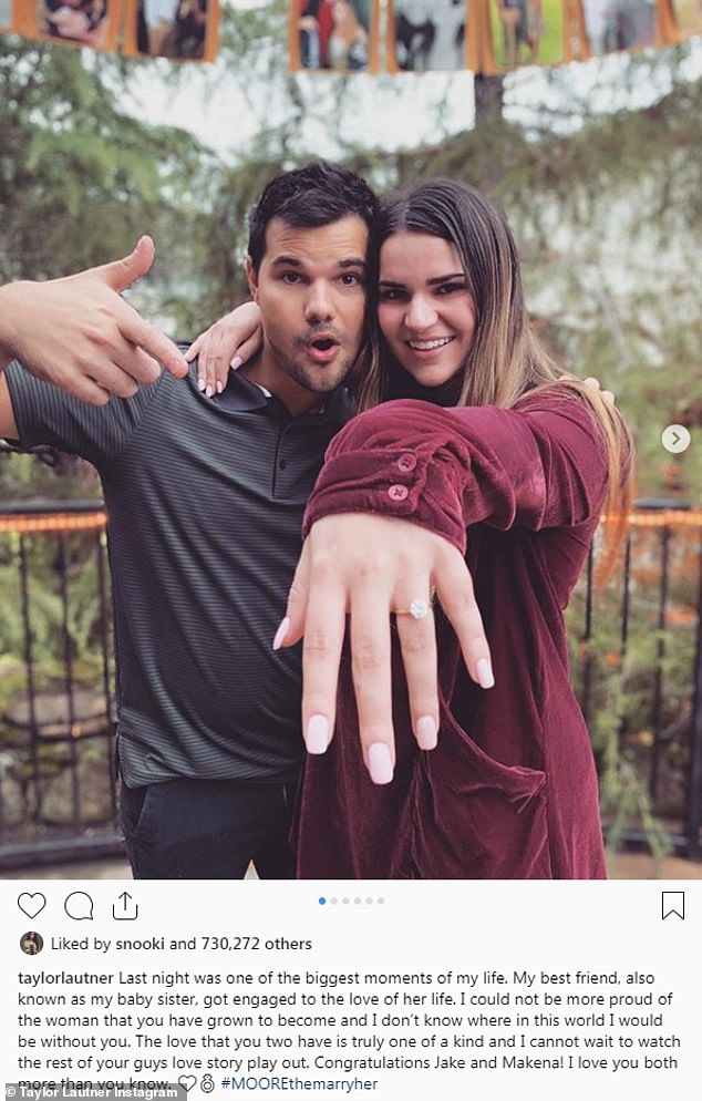 Taylor Lautner shares heartfelt post celebrating sister Makena's