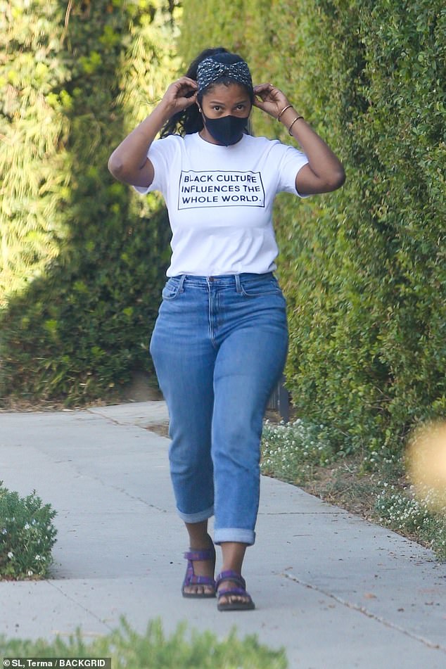 Chadwick Boseman's widow Simone Ledward heads out on a stroll