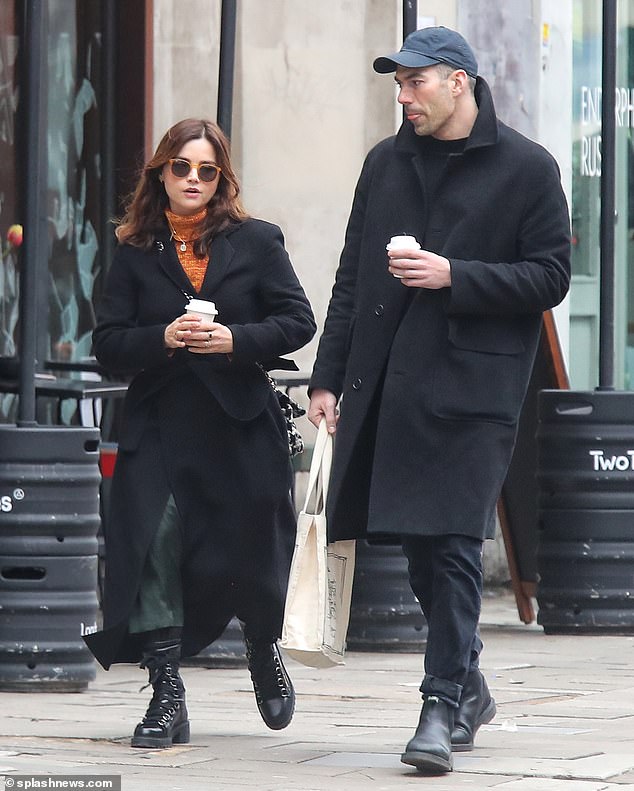 Jenna Coleman has a spring in her step as she steps out for coffee with