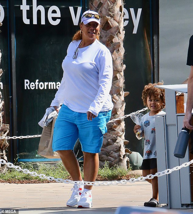 Queen Latifah seen for the first time with son Rebel as she shops in LA