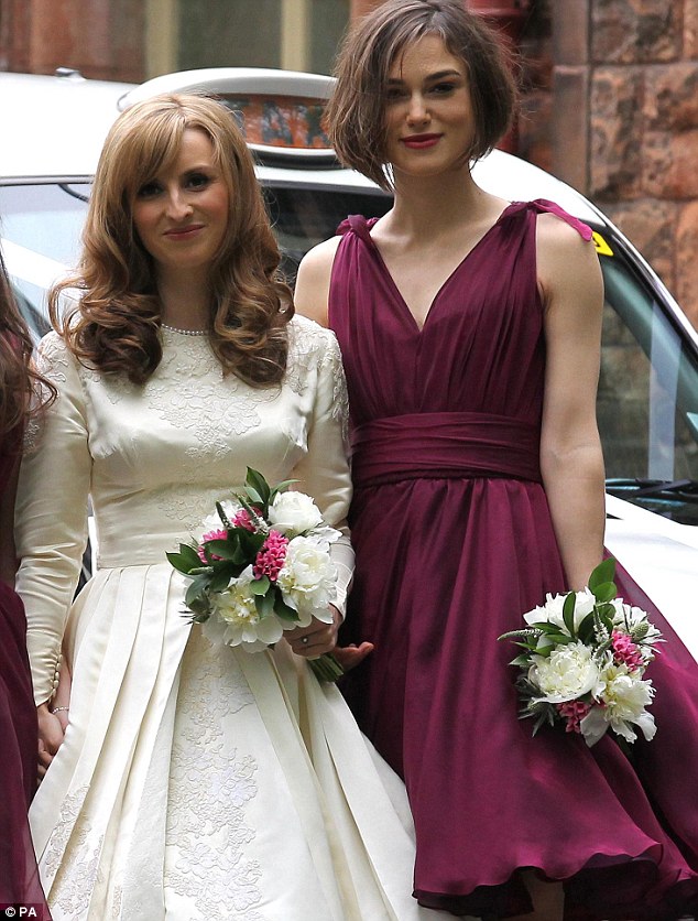 Keira Knightley plays bridesmaid at brother Caleb's wedding ceremony