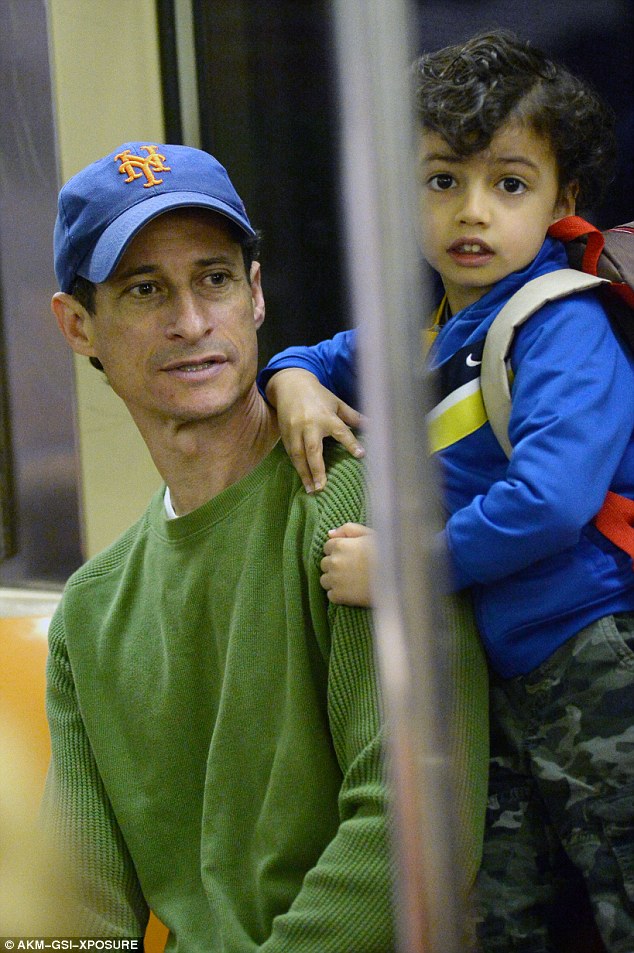 Anthony Weiner and son hit the subway as Huma Abedin remains on the