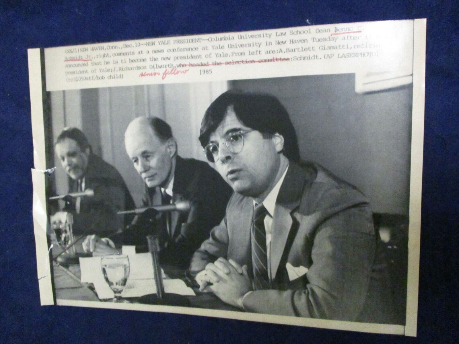 Wire Press Photo 1985 Benno C. Schmidt Jr. Yale University New Haven