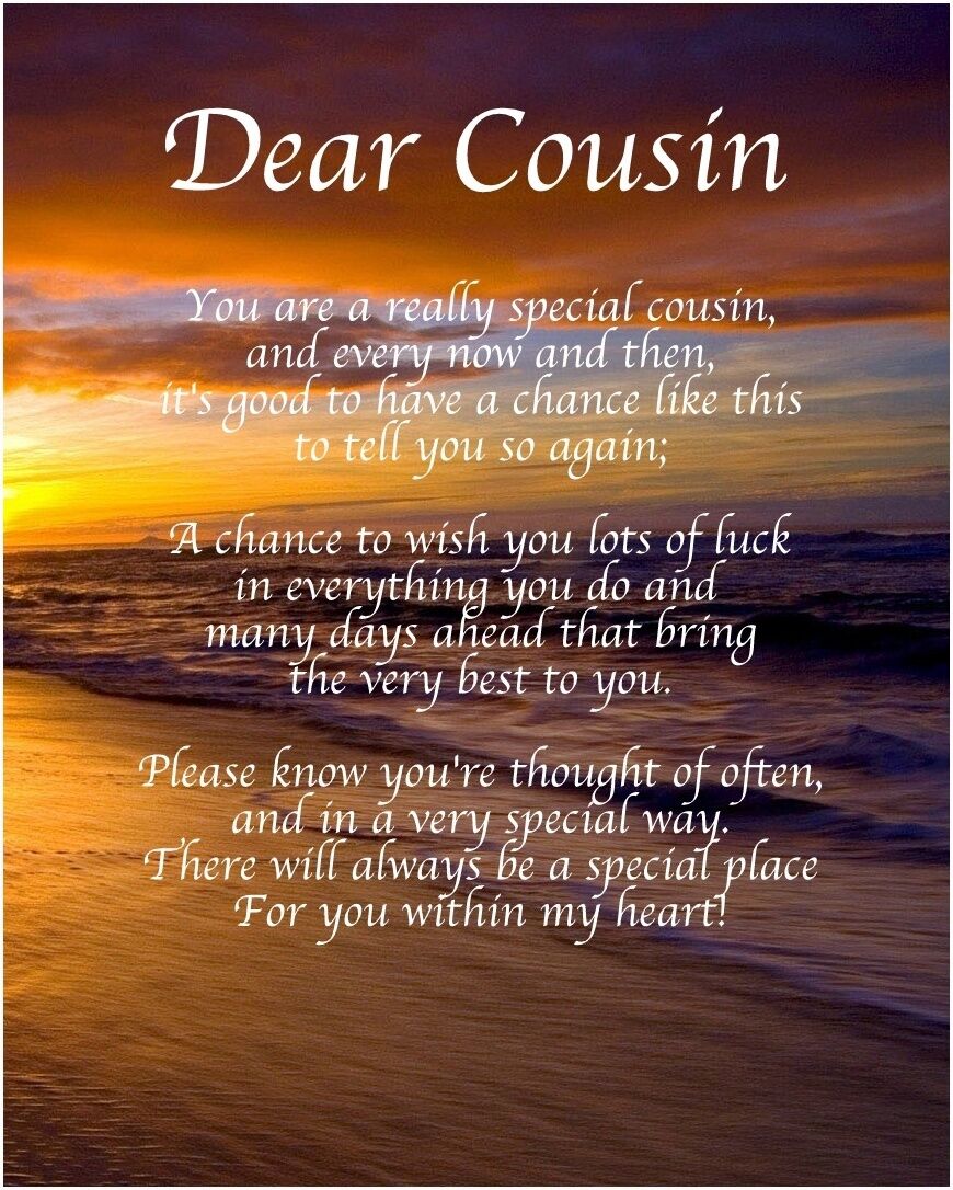 Personalised Dear Cousin Poem Birthday Christmas Gift Present