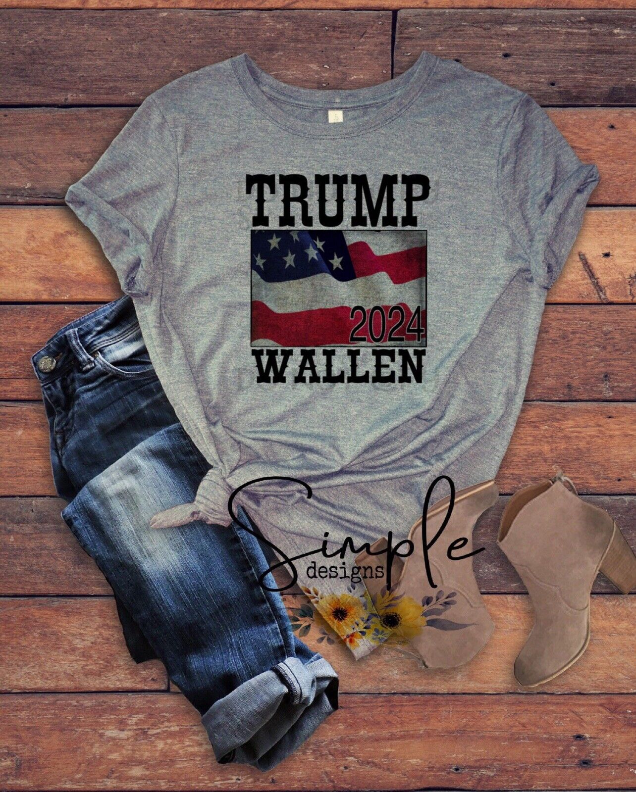 Trump Wallen 2024 Flag Tshirt, Wallen Country Music Shirts eBay