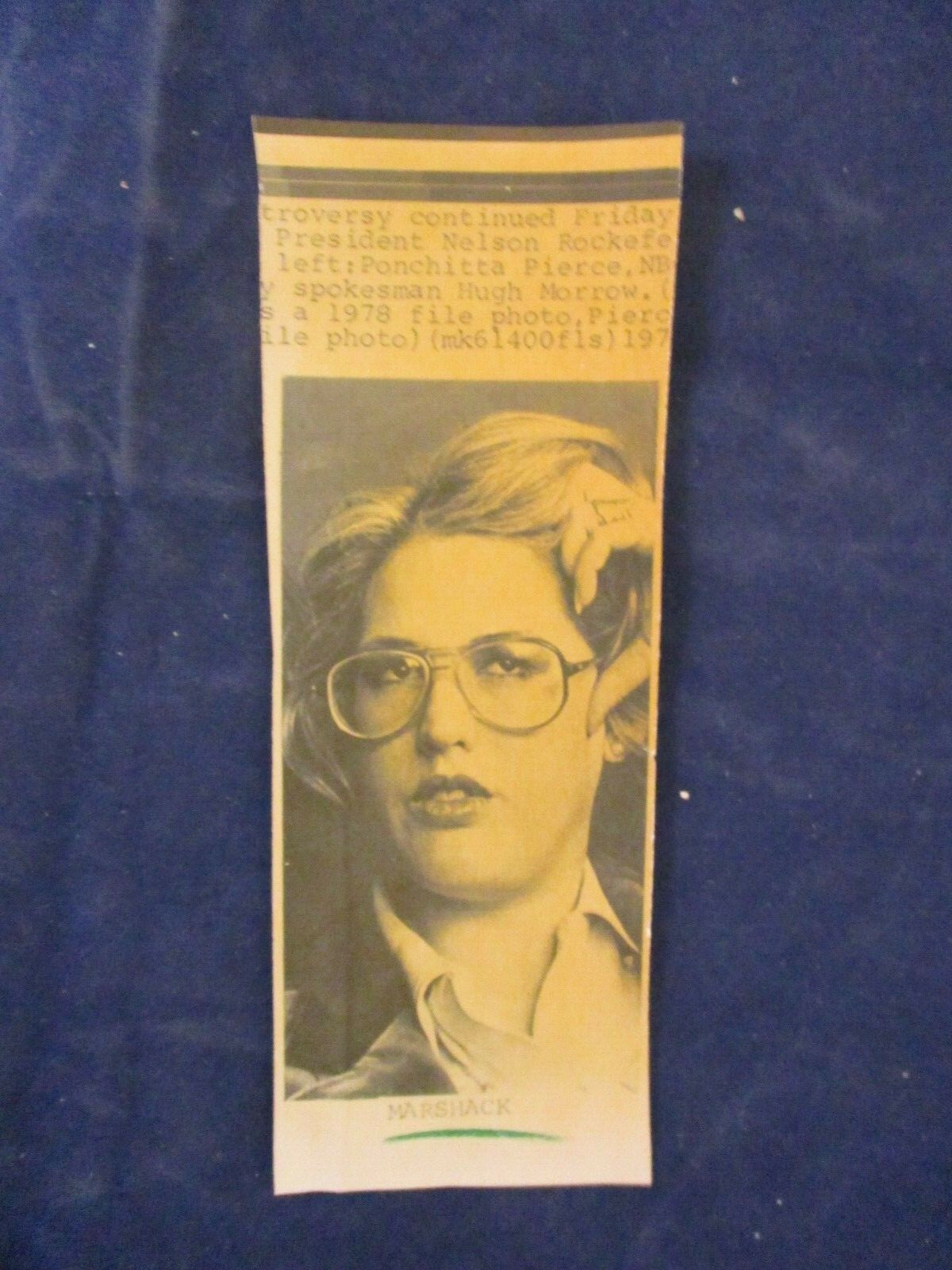 1978 Megan Marshack feu/assistant de Nelson Rockefeller fil presse