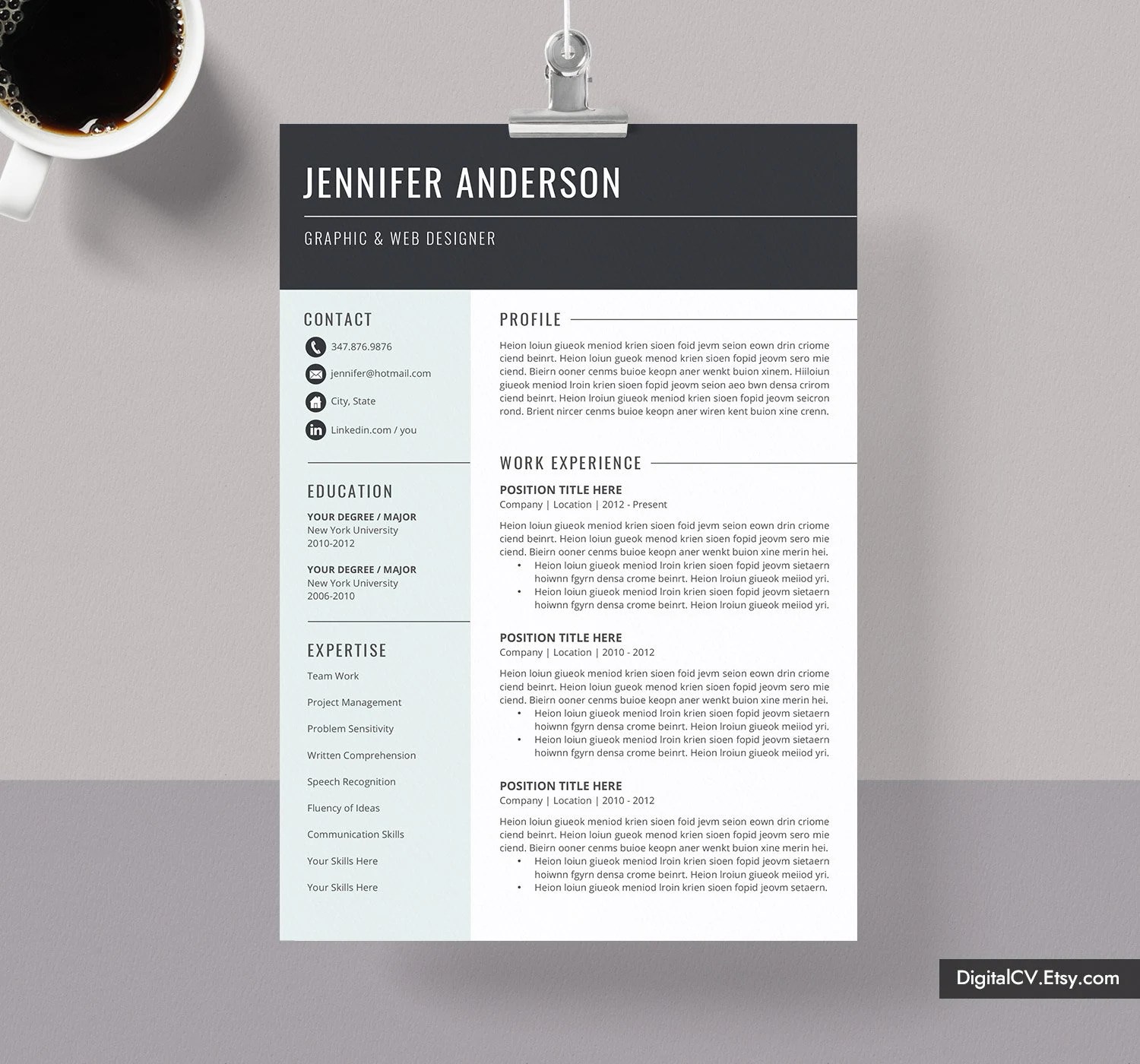 2020 Modèle de cv moderne CV modèle cv professionnel et Etsy