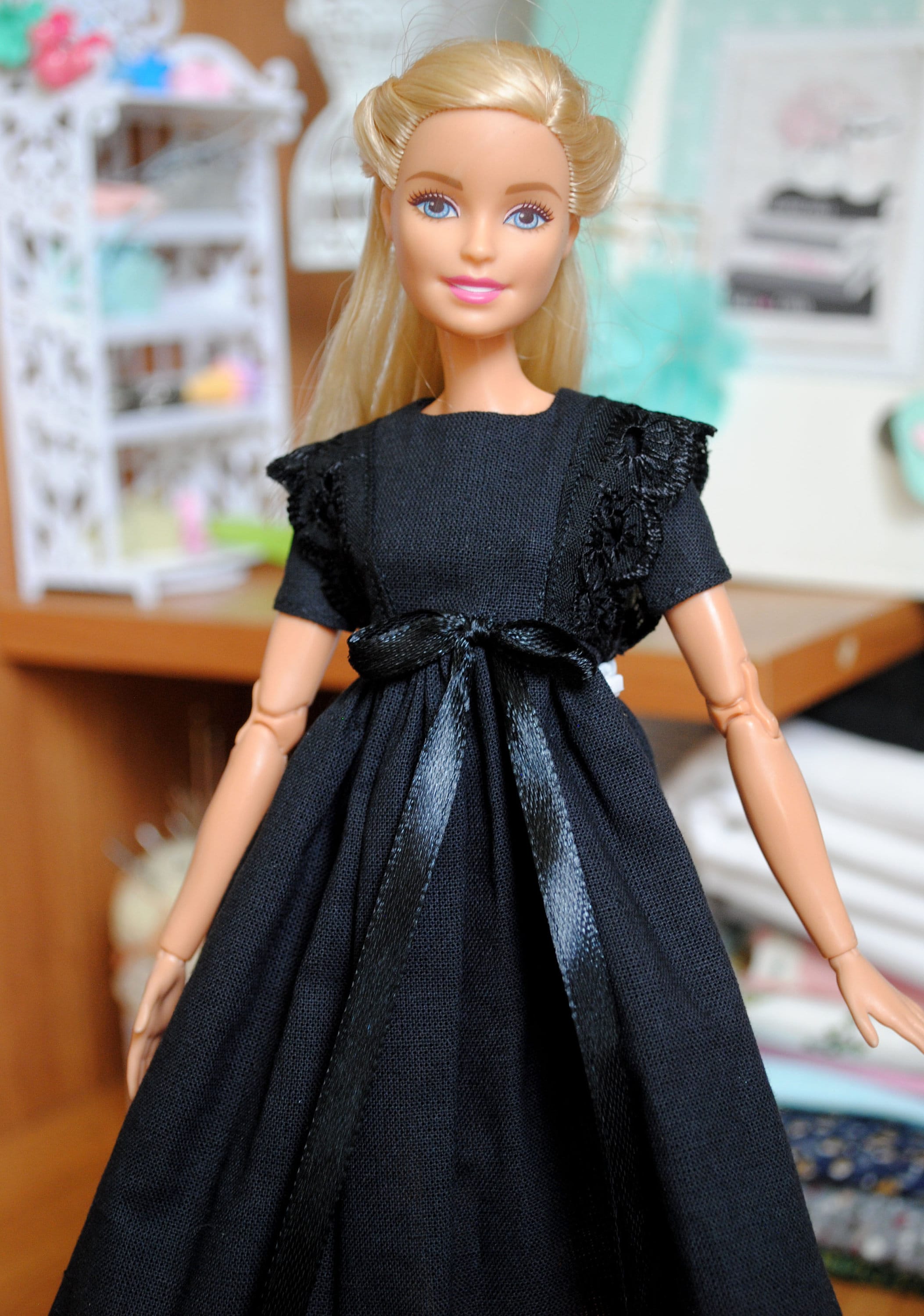 Barbie black dress with lace clothes for Barbie doll Etsy