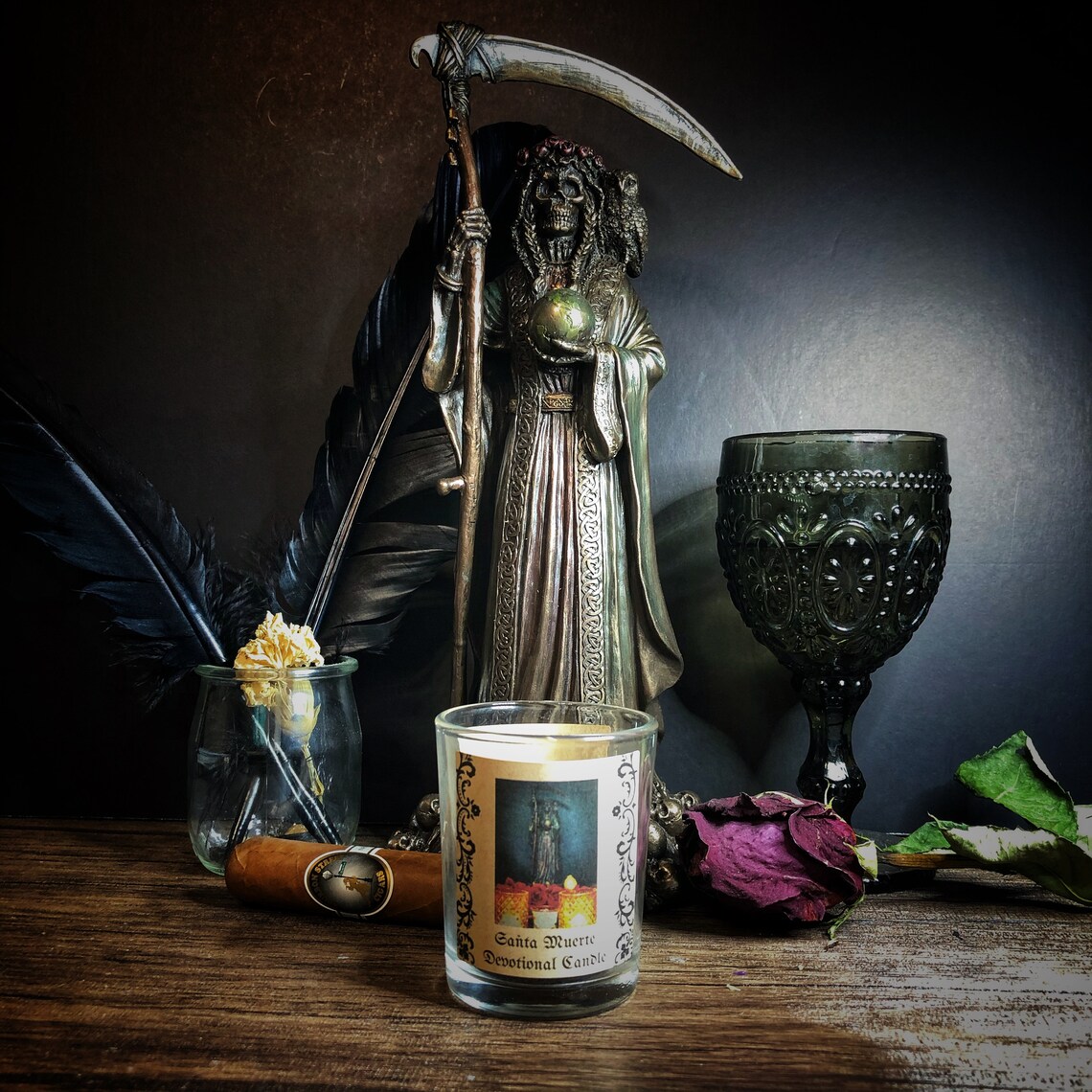 Santa Muerte Protection Votive Candle & Herb Sachet Set Black Etsy