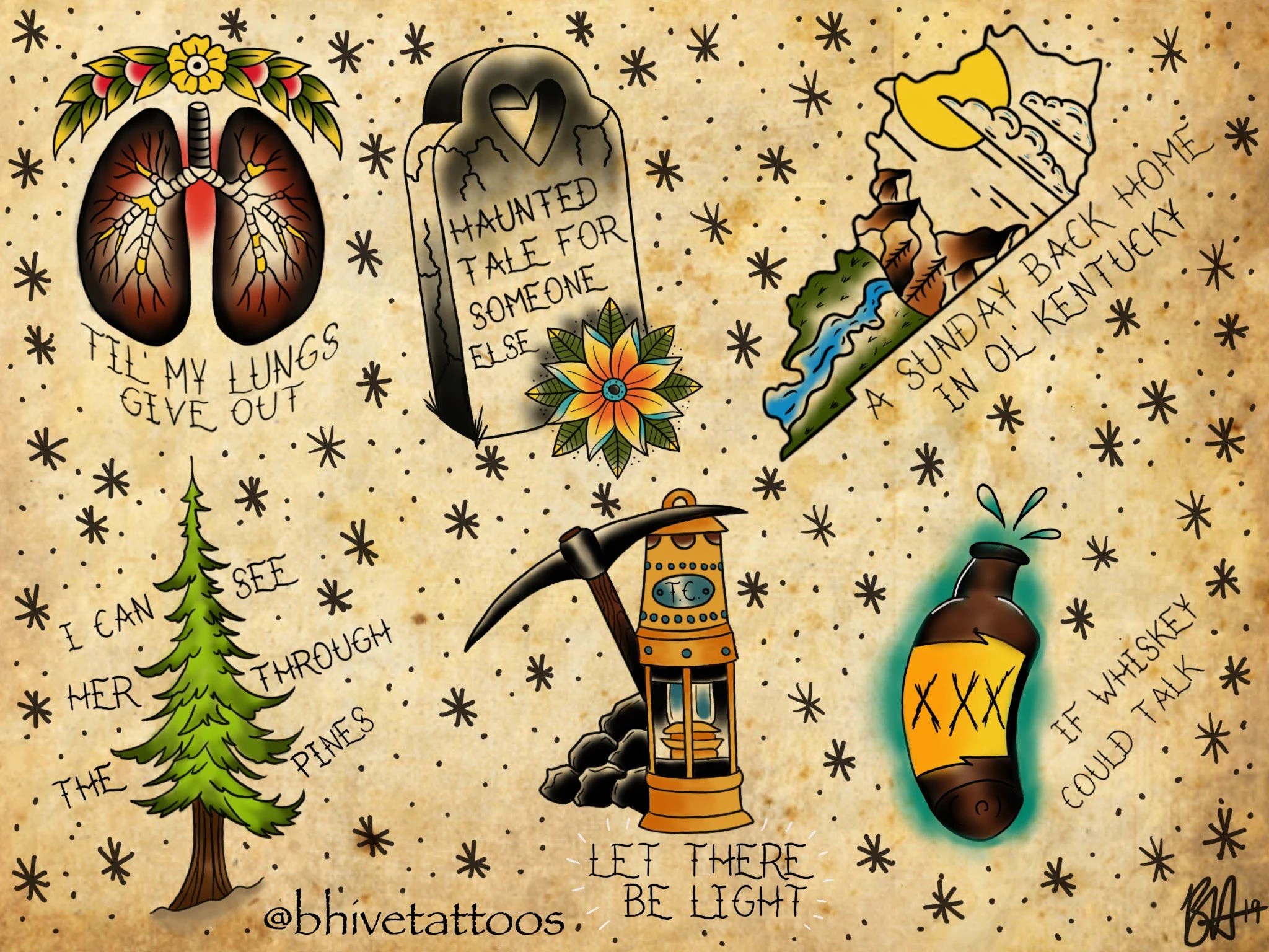 Tyler Childers Tattoo Flash Sheet Etsy