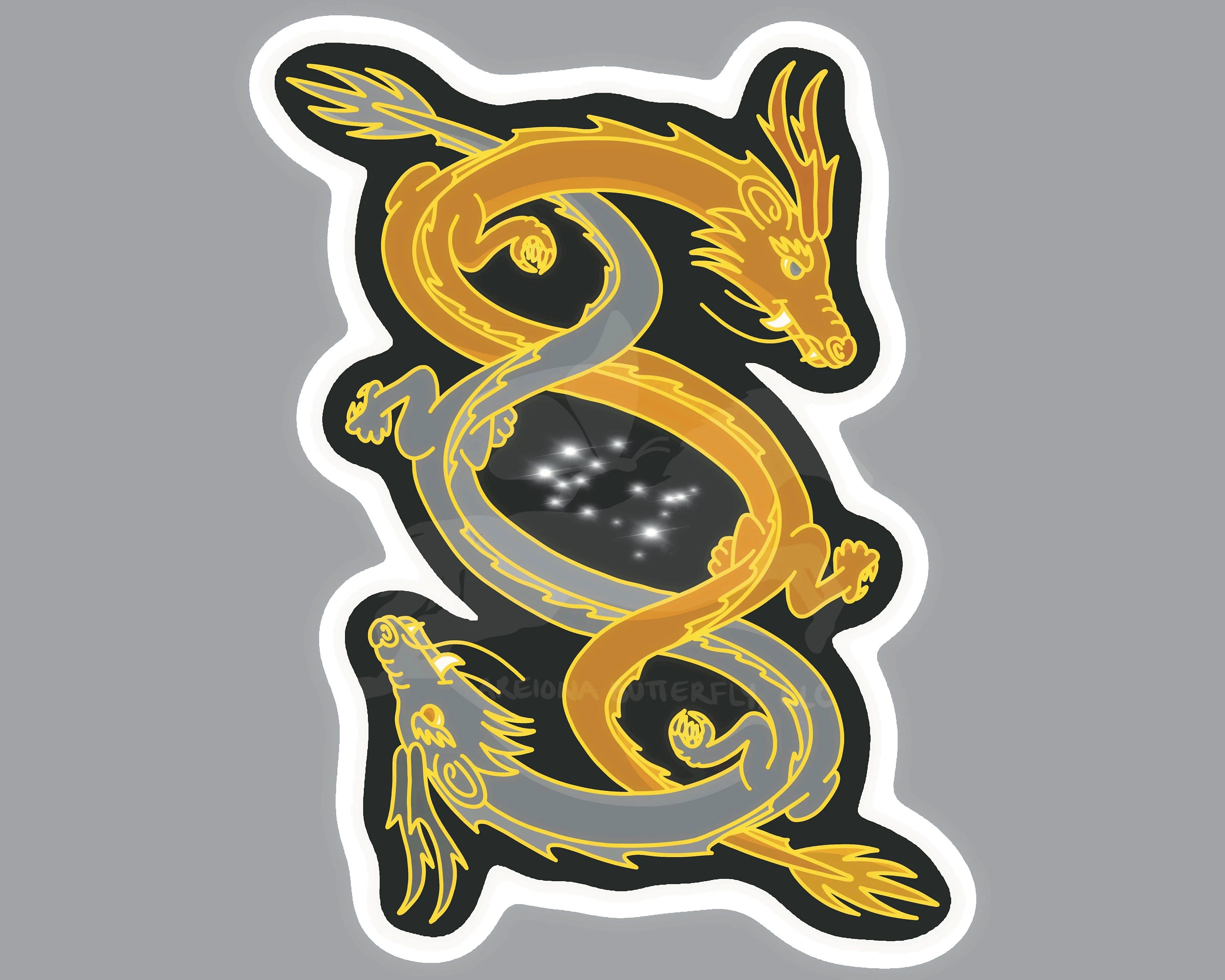 Zodiac Art Gemini Dragon Die Cut Sticker Etsy