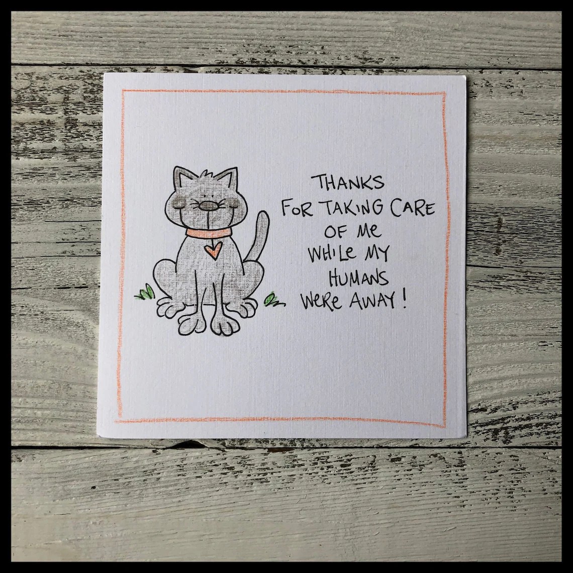 Thanks For Taking Care Of MeCat Greeting Card Etsy