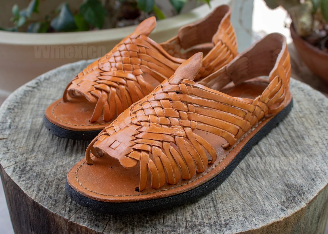 WOMENS LEATHER HUARACHE Sandals Made in Mexico With Tire Sole Etsy