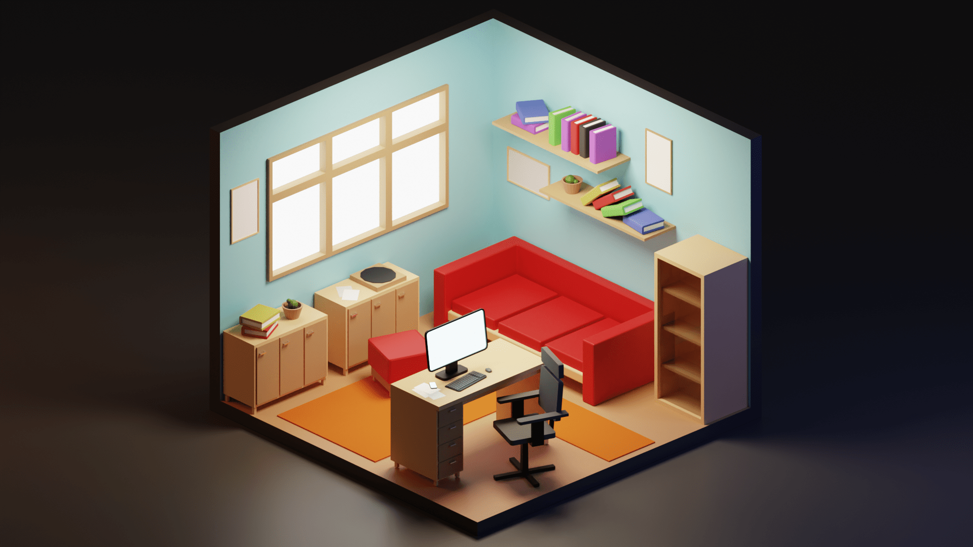A quick low poly isometric render blender