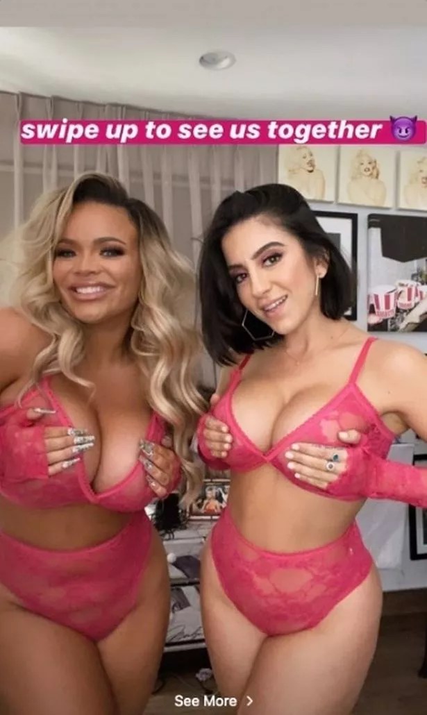 Trisha Paytas and Lena the Plug make 'porn' for OnlyFans in seethrough