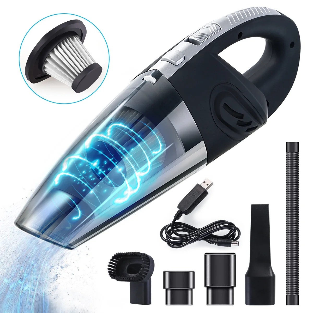 LIPHOM Hand Vacuum Cordless Handheld Vacuum Cleaner 120W Powerful Car