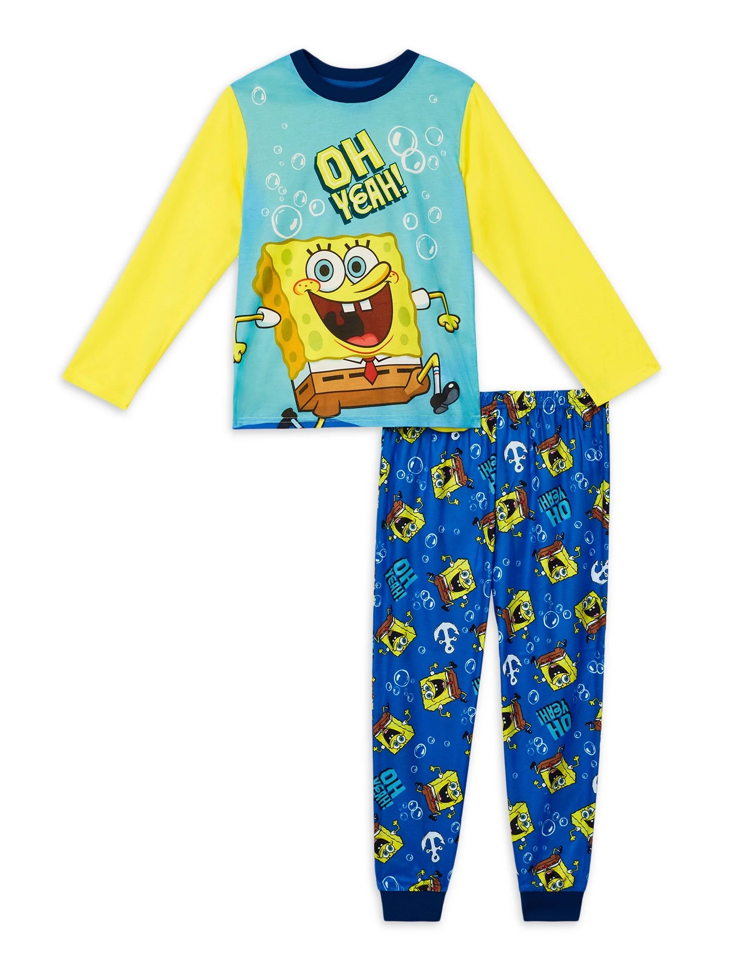 Spongebob Boys Long Sleeve Pajamas Set, 2Piece, Sizes 412