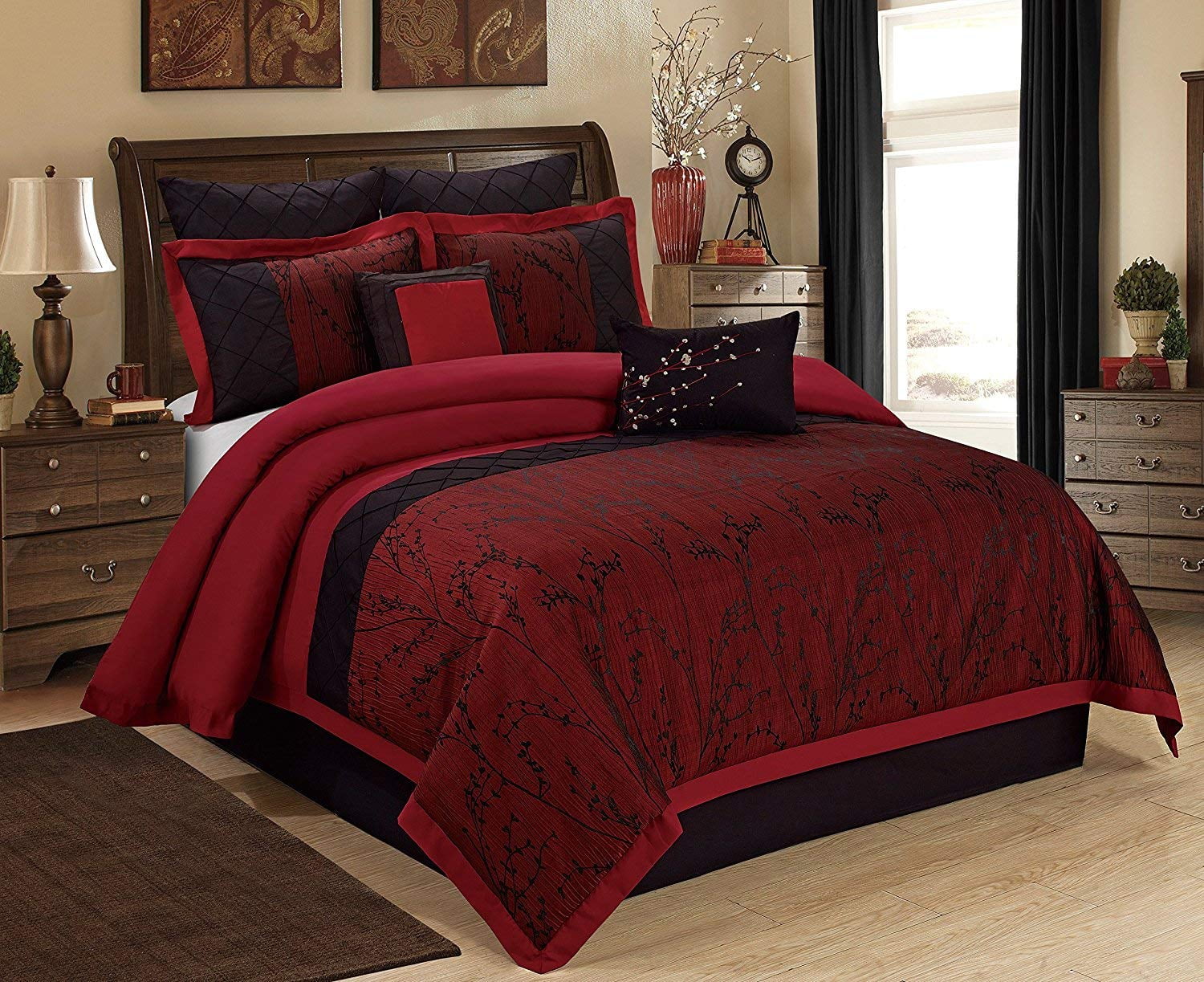 Unique Home Wisteria Comforter 7 Piece Bed in a Bag Ruffled Clearance