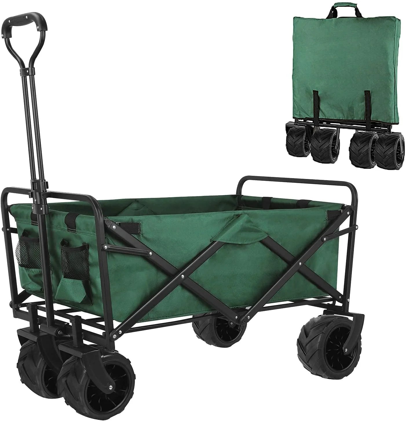 BAHOM Folding Collapsible Outdoor Utility Wagon Cart, Heavy Duty Garden