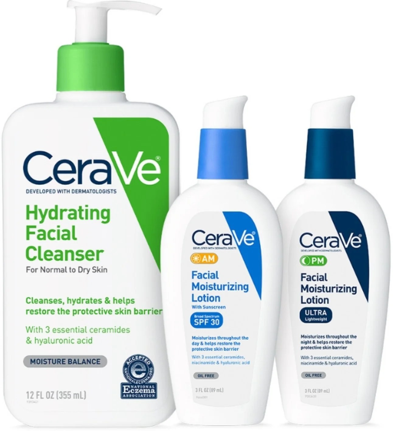 CeraVe Daily Skincare for Dry Skin Hydrating Face Wash, AM Face