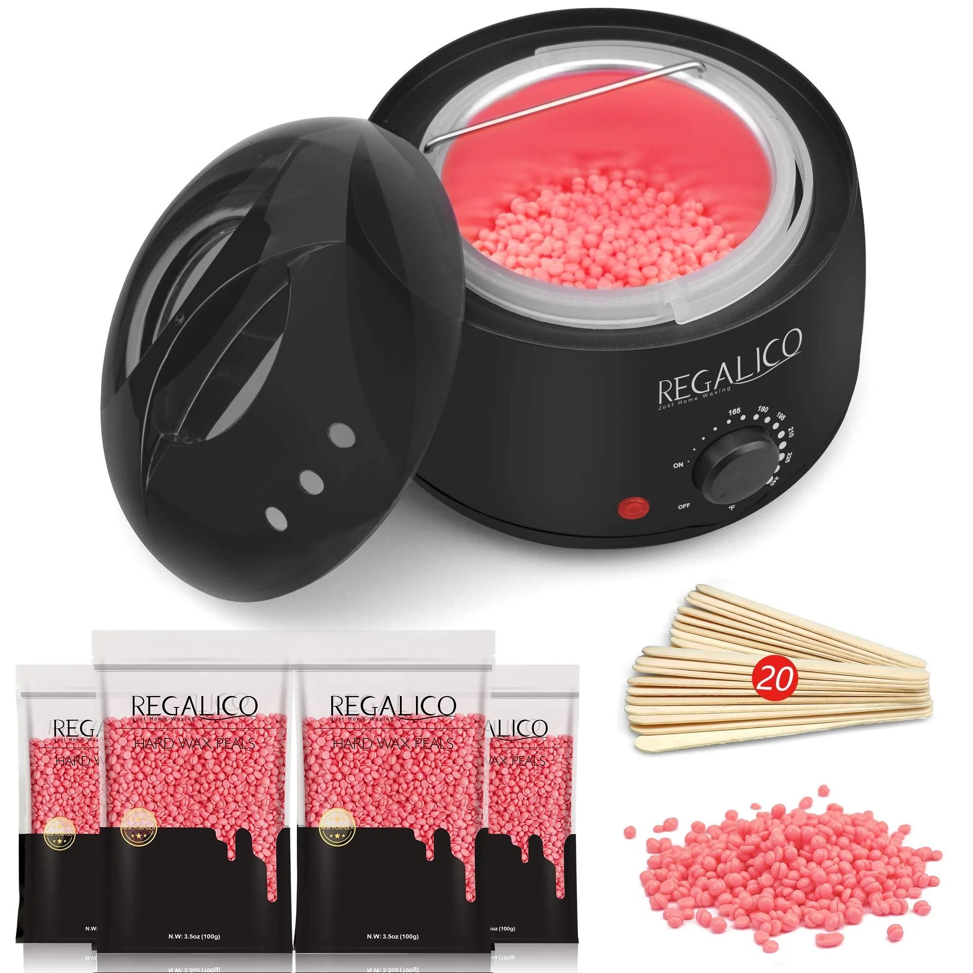 Waxing Kit for Women, Regalico Wax Warmer with 4 Bags Painless Hard Wax