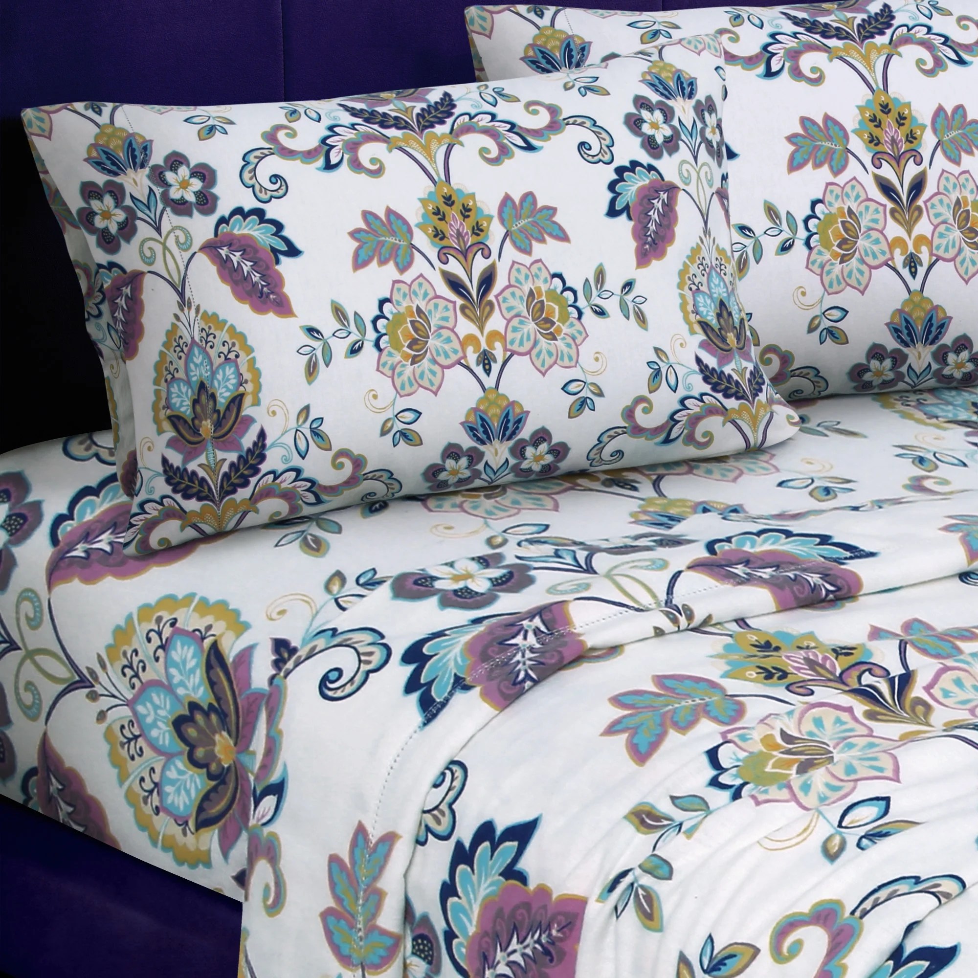 Abstract Paisley Printed Deep Pocket Flannel Sheet Set