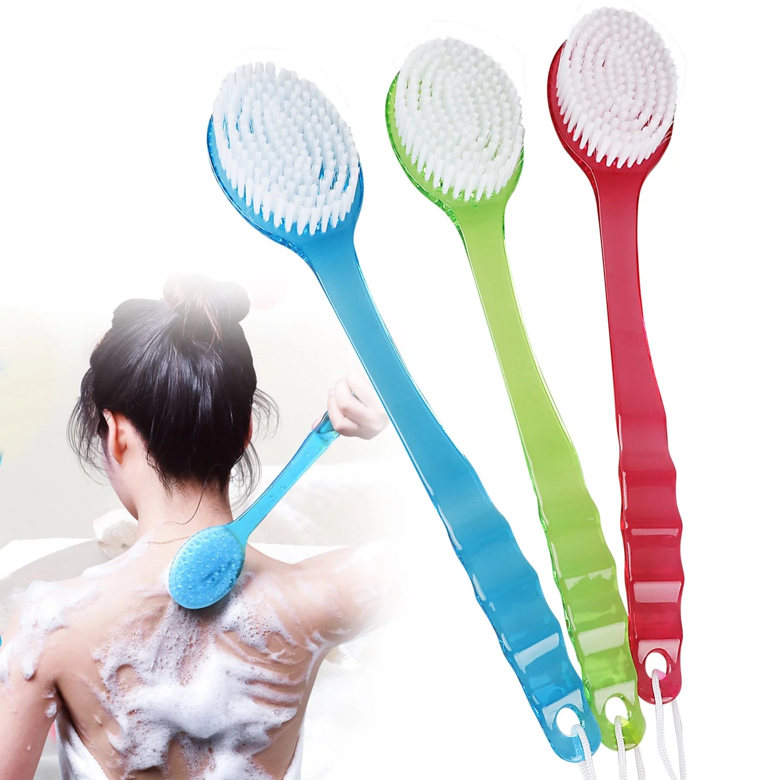Shower Back Brush, Bath Body Brush Back Scrubber with Long Handle, Soft